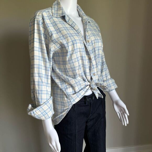 Uniqlo Blue and White Plaid Button Down Shirt - Picture 1 of 7